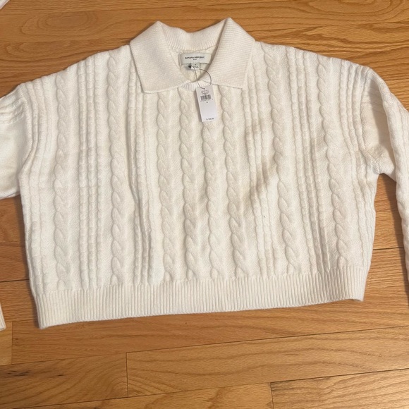 BRAND NEW Banana Republic Perfectly Soft Cable Sweater | White | Small - Picture 4 of 6